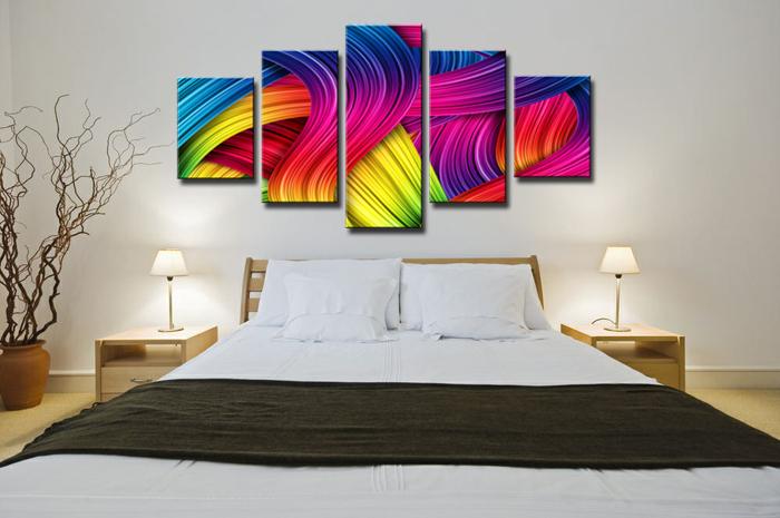 Abstraktes Leinwandbild 150x80 cm – 5-teiliges Wandbild – Ansicht 3