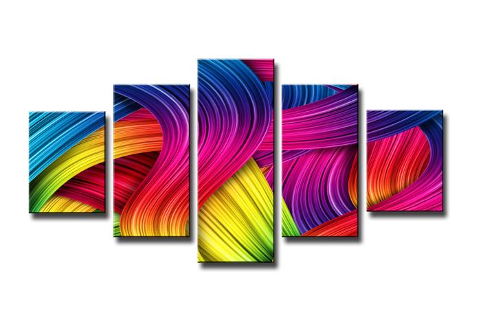 Abstraktes Leinwandbild 150x80 cm – 5-teiliges Wandbild – Ansicht 4