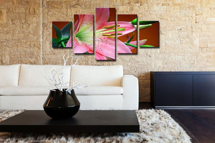 Blumen Leinwandbild 5-teilig - 150x80 cm günstig kaufen – Ansicht 2