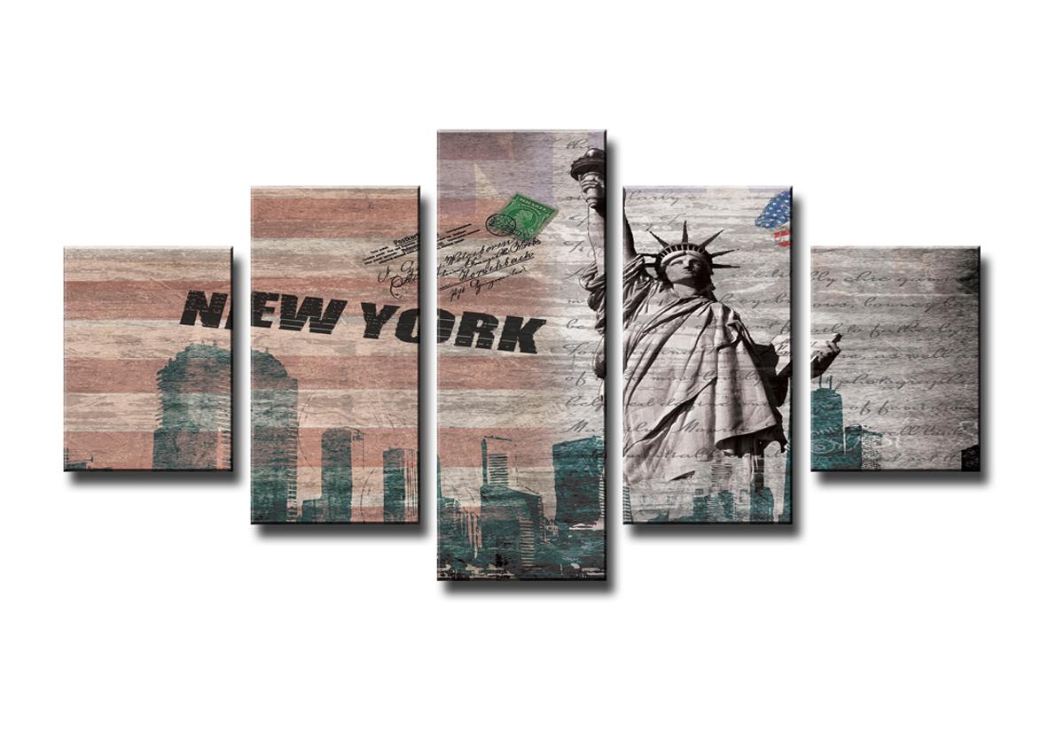 New York Leinwandbild 150x80 cm - 5 teilig Wandbild