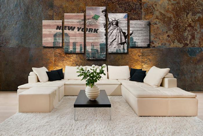 New York Leinwandbild 150x80 cm - 5 teilig Wandbild – Ansicht 2