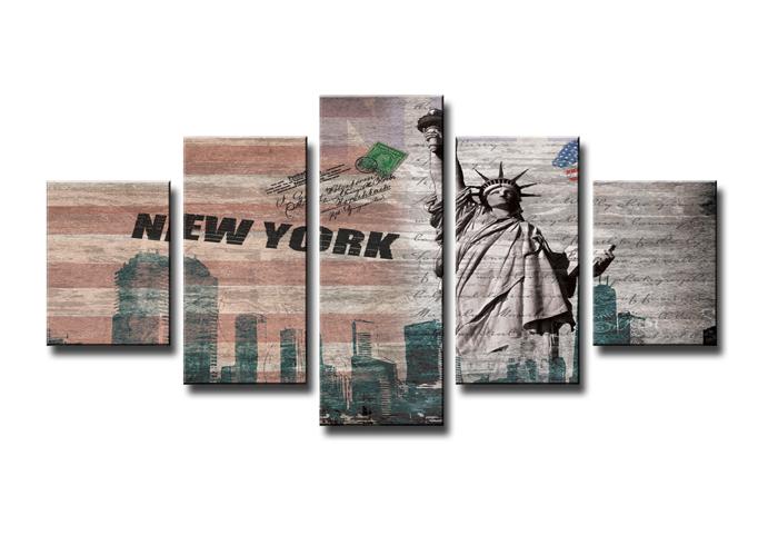 New York Leinwandbild 150x80 cm - 5 teilig Wandbild – Ansicht 4