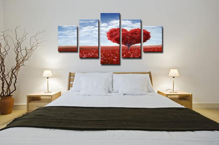 Leinwandbild Herz - 5teiliges Wandbild 150x80cm mit Rahmen – Ansicht 2