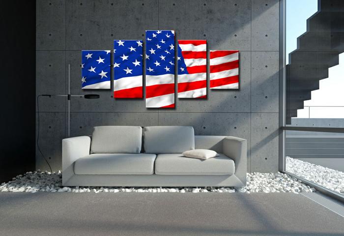 USA Flagge Leinwandbild 5-teilig - 150x80cm mit Rahmen – Ansicht 2