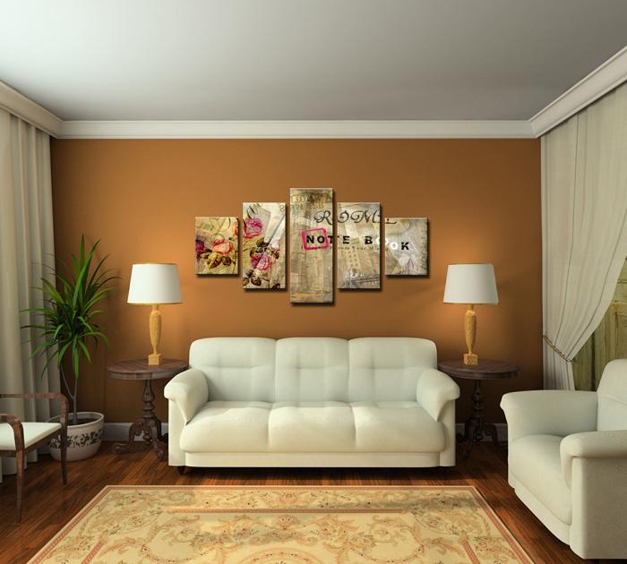 Abstraktes Leinwandbild 150x80cm - 5-teilig fertig gerahmt – Ansicht 2