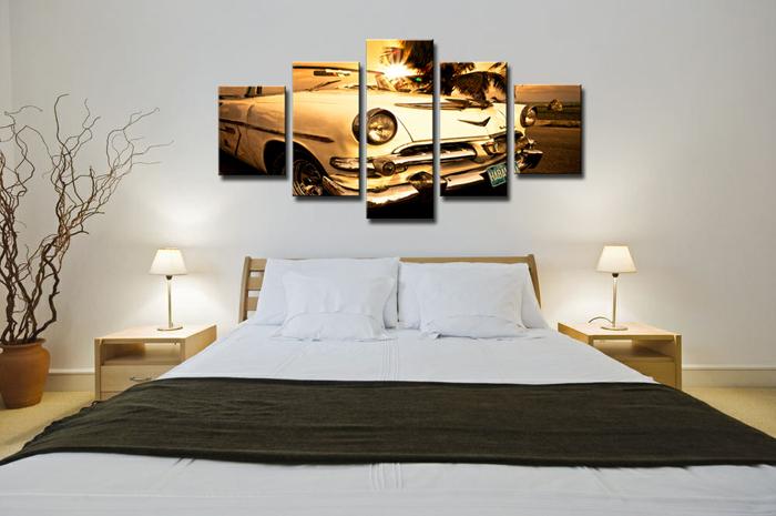 Leinwandbild Auto - 5teiliges Wandbild 150x80cm mit Rahmen – Ansicht 2