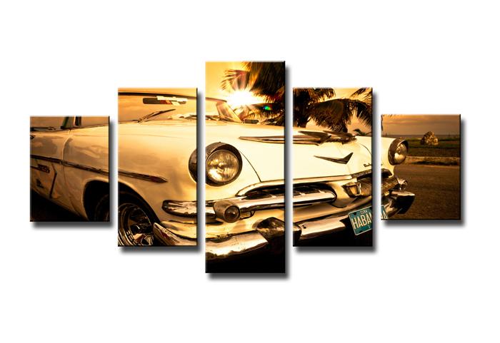 Leinwandbild Auto - 5teiliges Wandbild 150x80cm mit Rahmen – Ansicht 4