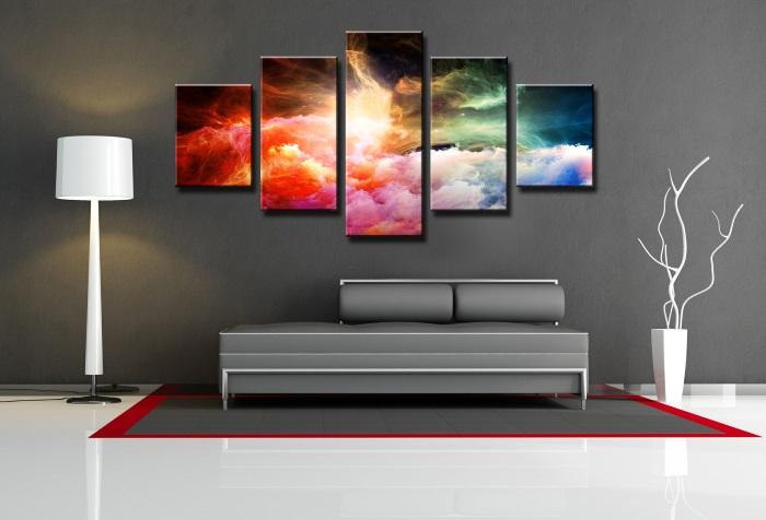 Abstraktes Leinwandbild 150x80 cm - 5-teilig mit Rahmen – Ansicht 2