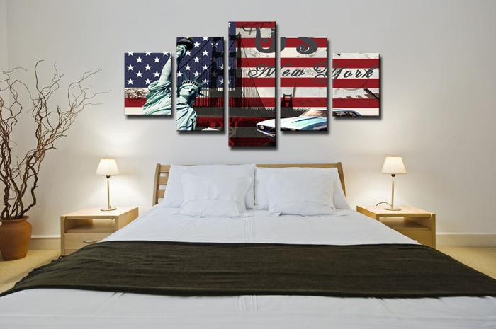 USA Leinwandbild 150x80cm - 5teilig mit Echtholzrahmen – Ansicht 2