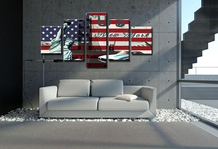 USA Leinwandbild 150x80cm - 5teilig mit Echtholzrahmen – Ansicht 3