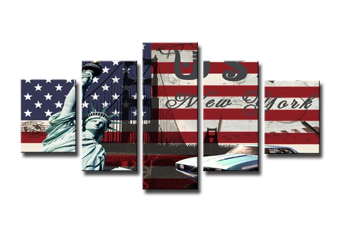 USA Leinwandbild 150x80cm - 5teilig mit Echtholzrahmen – Ansicht 4