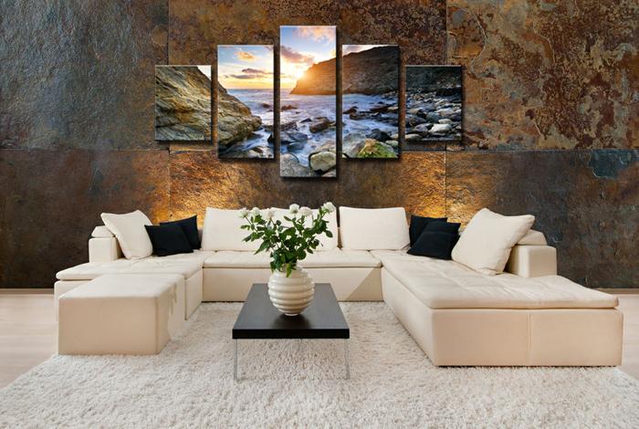 Strand Leinwandbild 5-teilig 150x80cm mit Rahmen – Ansicht 2