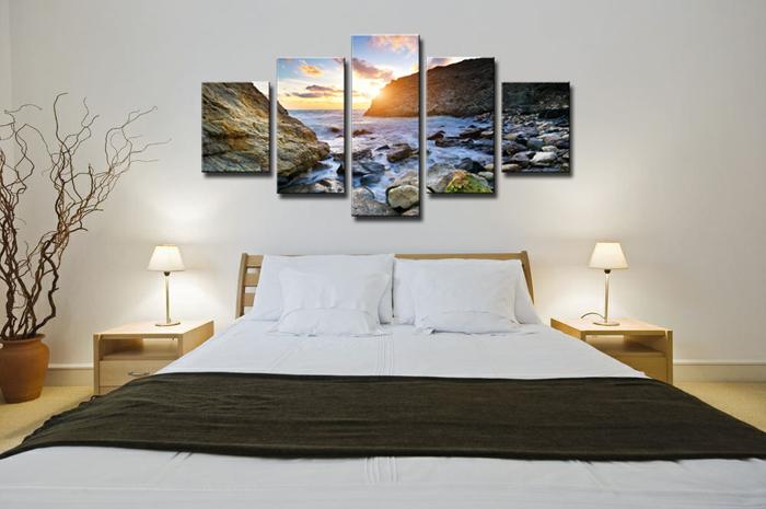 Strand Leinwandbild 5-teilig 150x80cm mit Rahmen – Ansicht 3