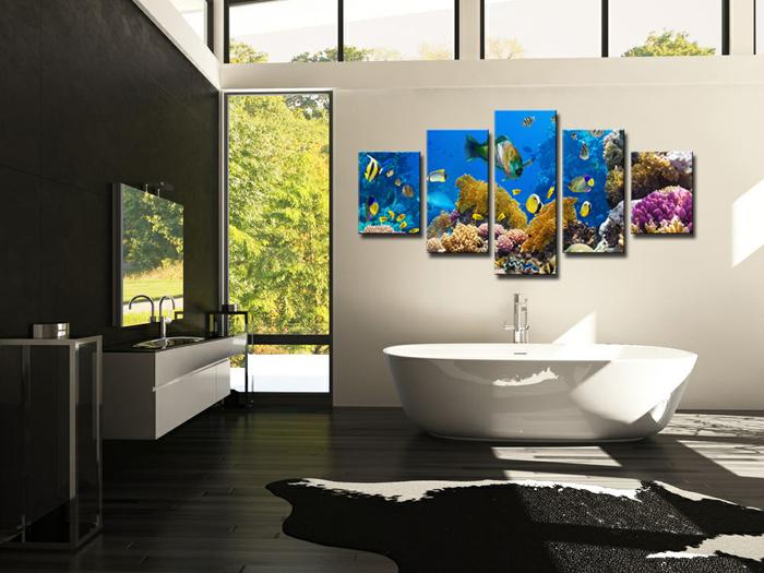 Leinwandbild Unterwasserwelt - 150x80 cm Wandbild 5-teilig – Ansicht 2