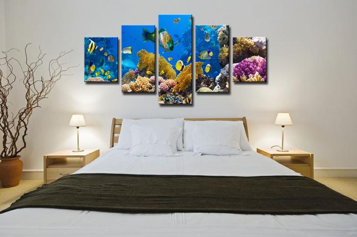 Leinwandbild Unterwasserwelt - 150x80 cm Wandbild 5-teilig – Ansicht 3