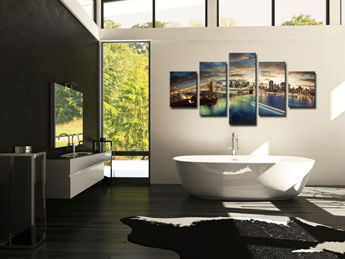 New York Leinwandbild 150x80 cm - 5-teilig mit Rahmen – Ansicht 2