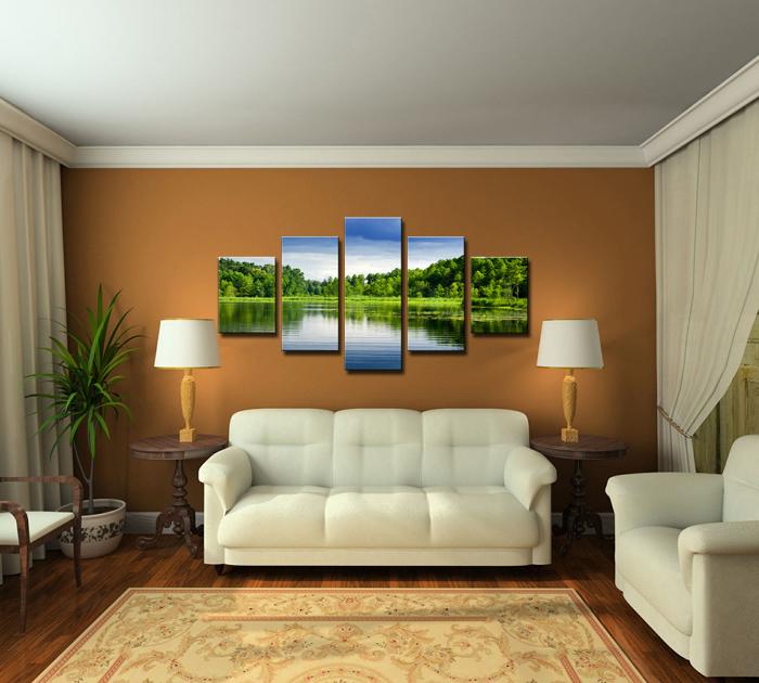 5-teiliges Leinwandbild Natur – 150x80cm mit Echtholzrahmen – Ansicht 2