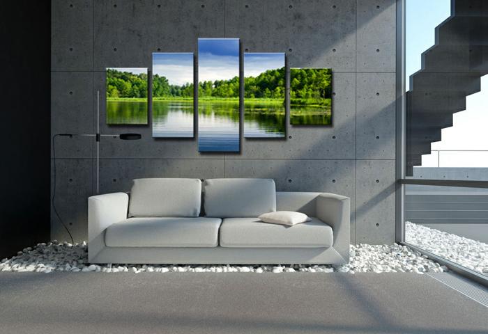 5-teiliges Leinwandbild Natur – 150x80cm mit Echtholzrahmen – Ansicht 3