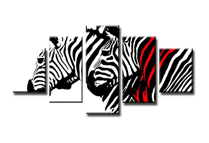 Zebra Leinwandbild 150x80cm - 5teilig fertig gerahmt – Ansicht 4