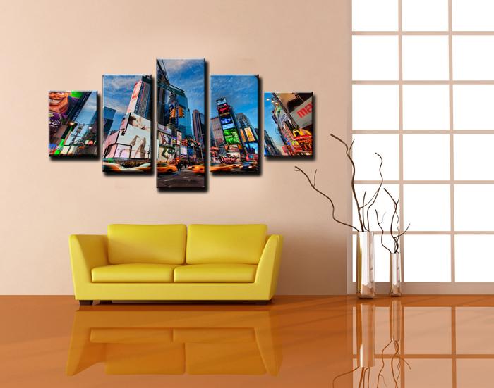 New York Leinwandbild 150x80 cm - 5 Teile fertig gerahmt – Ansicht 2