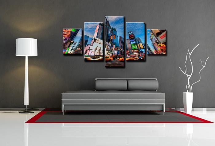 New York Leinwandbild 150x80 cm - 5 Teile fertig gerahmt – Ansicht 3