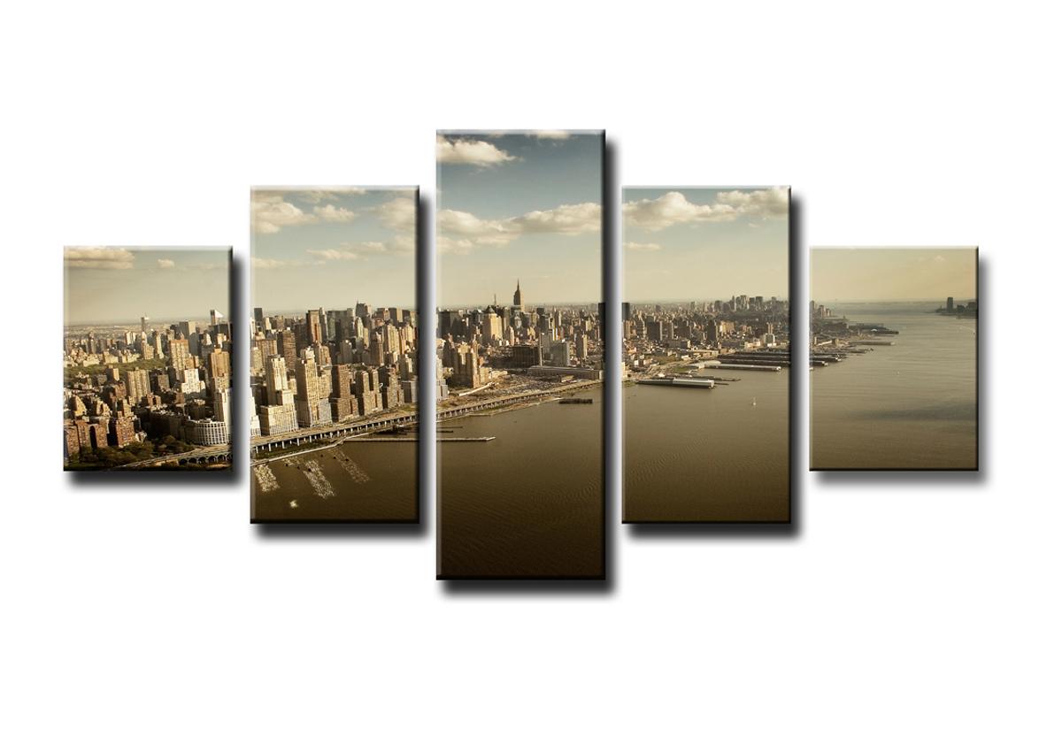 New York Leinwandbild 150x80cm - 5-teiliger Rahmen