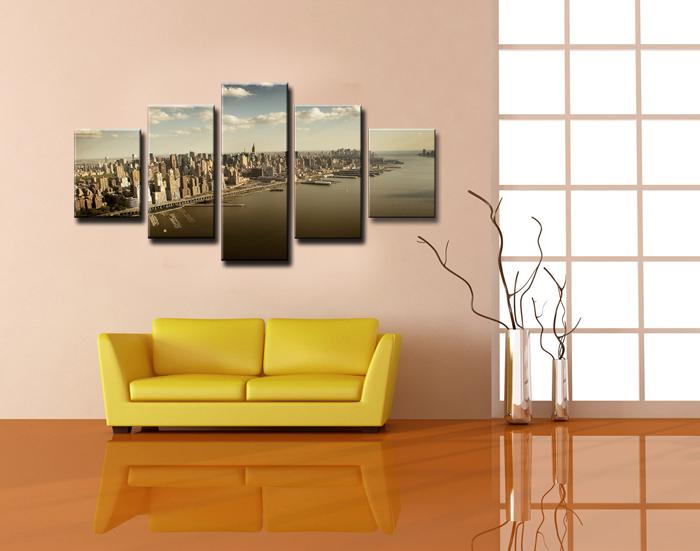 New York Leinwandbild 150x80cm - 5-teiliger Rahmen – Ansicht 2