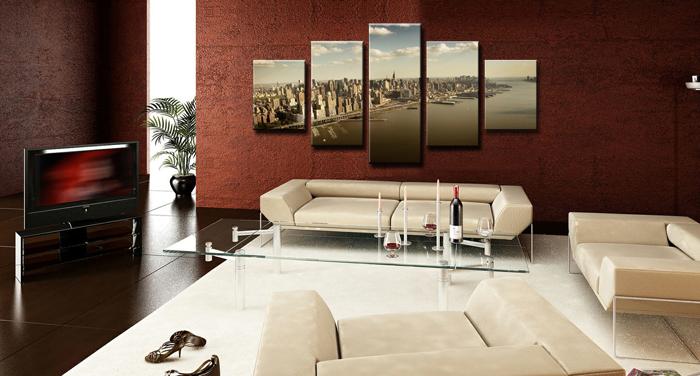 New York Leinwandbild 150x80cm - 5-teiliger Rahmen – Ansicht 3