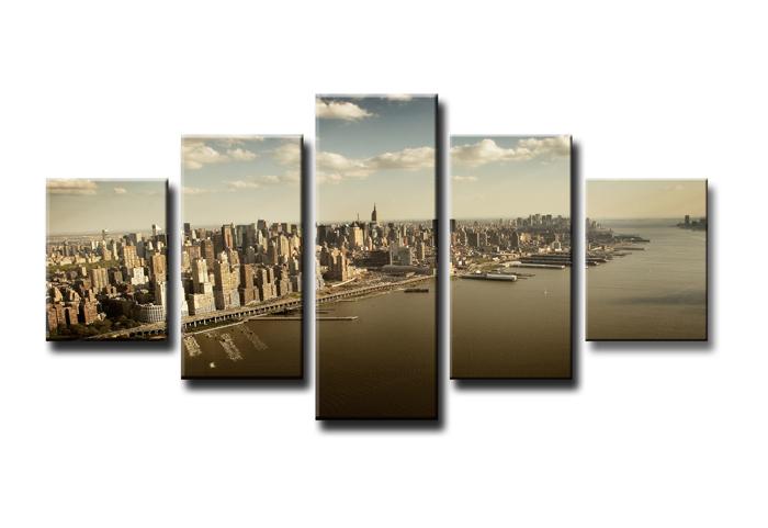 New York Leinwandbild 150x80cm - 5-teiliger Rahmen – Ansicht 4
