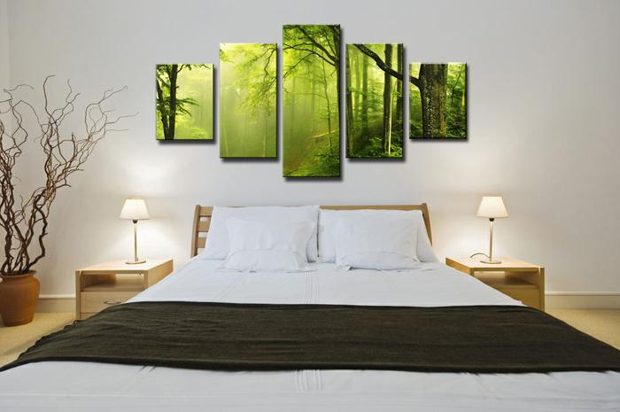 Leinwandbild Wald 150x80cm - 5teiliges Wandbild mit Rahmen – Ansicht 2