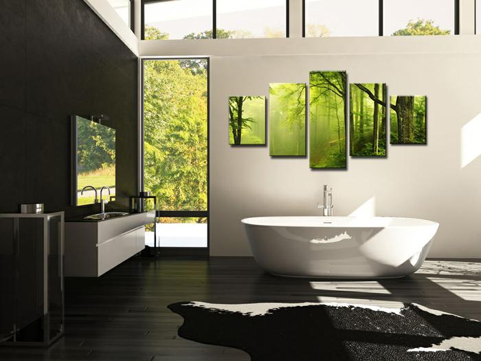 Leinwandbild Wald 150x80cm - 5teiliges Wandbild mit Rahmen – Ansicht 3