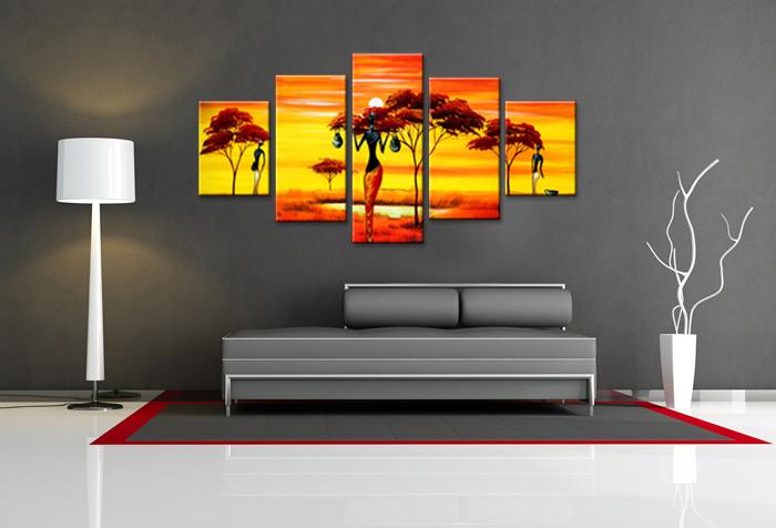 Afrika Leinwandbild 150x80cm - fertig gerahmt in 5 Teilen – Ansicht 3
