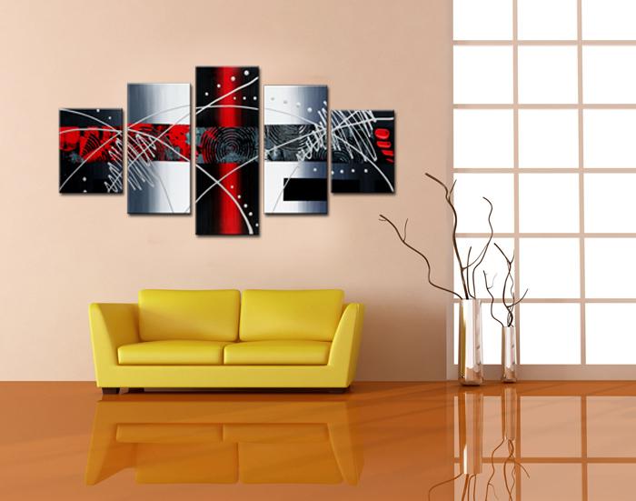 Abstraktes Leinwandbild 160x80cm - 5-teilig fertig gerahmt – Ansicht 2