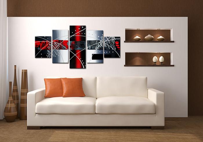 Abstraktes Leinwandbild 160x80cm - 5-teilig fertig gerahmt – Ansicht 3