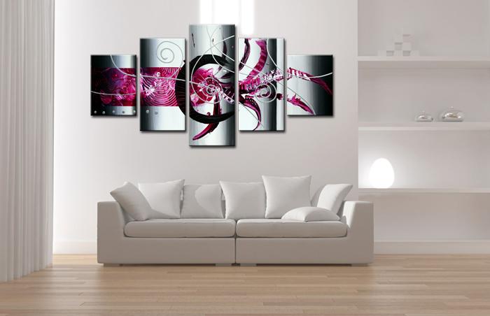 Abstraktes Leinwandbild 5 Teile - 150x80cm mit Rahmen – Ansicht 2