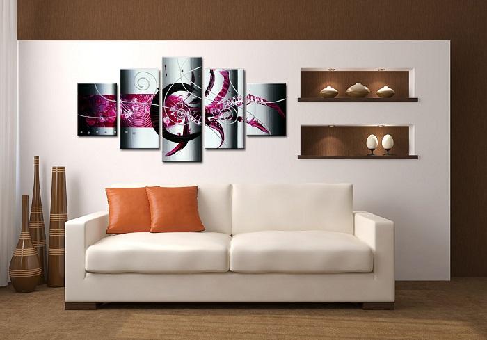 Abstraktes Leinwandbild 5 Teile - 150x80cm mit Rahmen – Ansicht 3