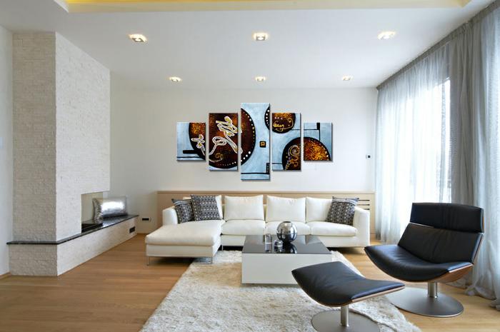Abstraktes Leinwandbild 150x80cm - 5 teilig mit Rahmen – Ansicht 3