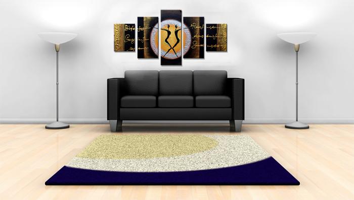 Abstraktes Leinwandbild 5-teilig 150x80 cm fertig gerahmt – Ansicht 2