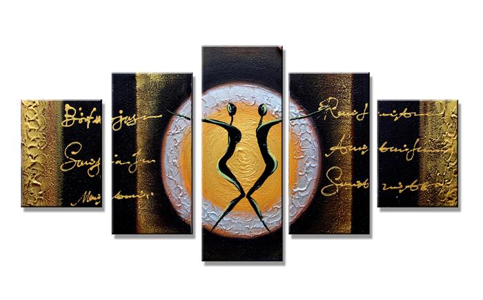 Abstraktes Leinwandbild 5-teilig 150x80 cm fertig gerahmt – Ansicht 4