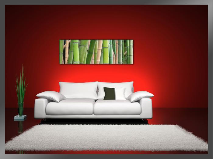 Bambus Leinwandbild 120x40cm - Modernes Wandbild für Ihr Zuhause – Ansicht 2