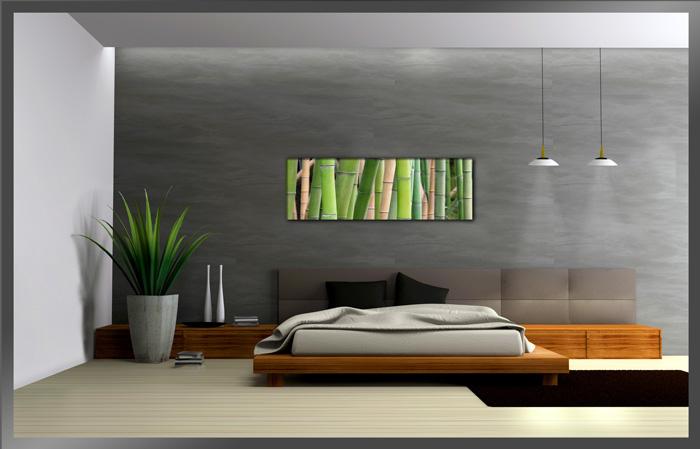 Bambus Leinwandbild 120x40cm - Modernes Wandbild für Ihr Zuhause – Ansicht 3