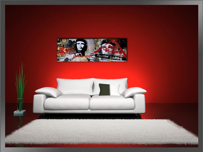 Che Guevara Leinwandbild 120x40 cm mit Echtholzrahmen – Ansicht 2