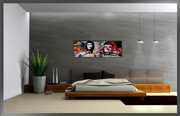 Che Guevara Leinwandbild 120x40 cm mit Echtholzrahmen – Ansicht 3
