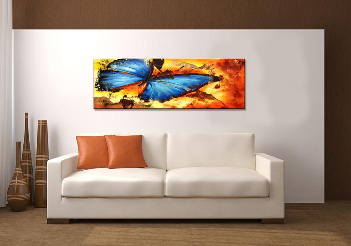 Schmetterling Leinwandbild 120x40 cm fertig gerahmt – Ansicht 2