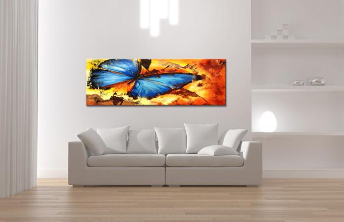 Schmetterling Leinwandbild 120x40 cm fertig gerahmt – Ansicht 3