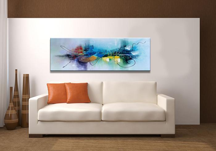 Abstraktes Leinwandbild 120x40cm - Fertig gerahmt – Ansicht 2