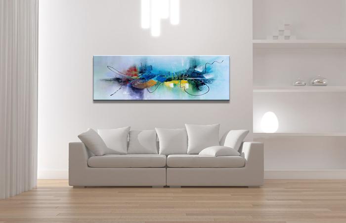 Abstraktes Leinwandbild 120x40cm - Fertig gerahmt – Ansicht 3