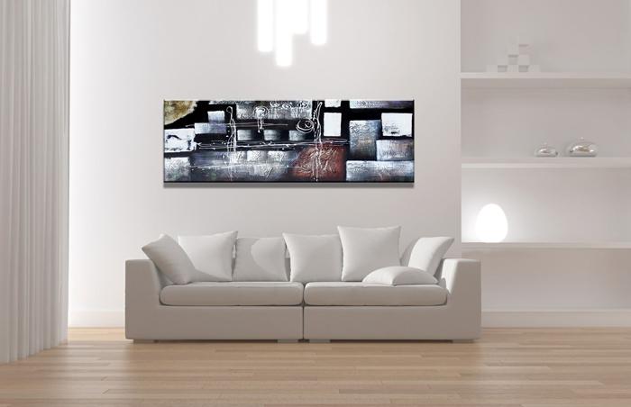 Abstraktes Leinwandbild 120x40 cm - fertig gerahmt – Ansicht 2