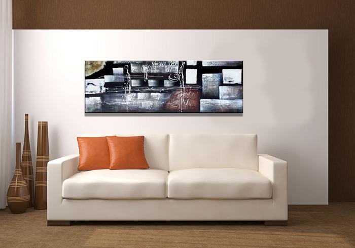 Abstraktes Leinwandbild 120x40 cm - fertig gerahmt – Ansicht 3