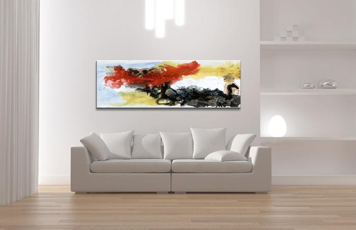 Abstraktes Leinwandbild 120x40 cm mit Echtholzrahmen – Ansicht 2